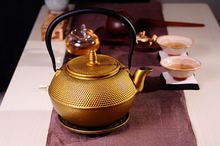 Load image into Gallery viewer, CommodiTeas Gold Cast Iron Tea Kettle